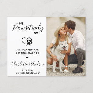 Modern Bröllopsfotografering Hund Save The Date Meddelande Vykort