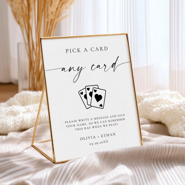 Modern Bröllopsgästbokssköld med Spelkort Poster (Playing Cards Wedding Guest Book Sign )