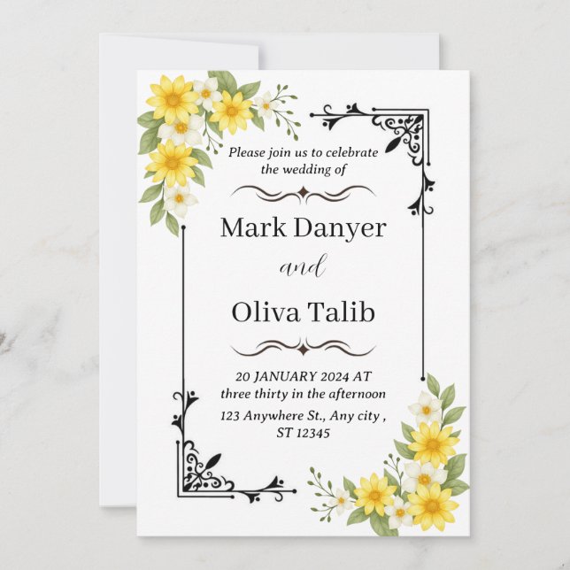 Modern bröllopsinbjudan | Elegant och Anpassade Inbjudningar (Framsida)