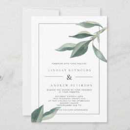 Modern bröllopsinbjudan för botaniska Löv Inbjudningar