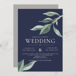 Modern bröllopsinbjudan för botaniska Löv Inbjudningar
