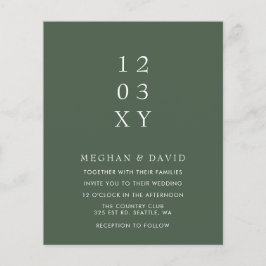 Modern bröllopsinbjudan för budgetGrönt