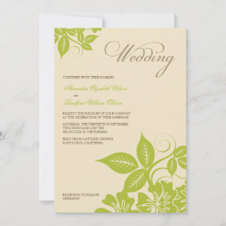 Modern Bröllopsinbjudan för Lime/Cream-Blommigten Inbjudningar