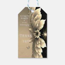 Modern bröllopsinbjudan för metallisk Blommigt i G Presentetikett