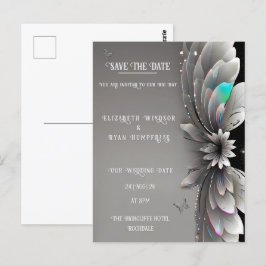 Modern bröllopsinbjudan för metallisk Blommigt Vykort