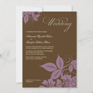Modern Bröllopsinbjudan från Lilac/Brown Blommigt Inbjudningar