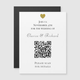 Modern bröllopsinbjudan i ett vitt QR-kodbröllop