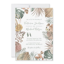 Modern bröllopsinbjudan i Handflatan löv