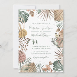 Modern bröllopsinbjudan i Handflatan löv Inbjudningar