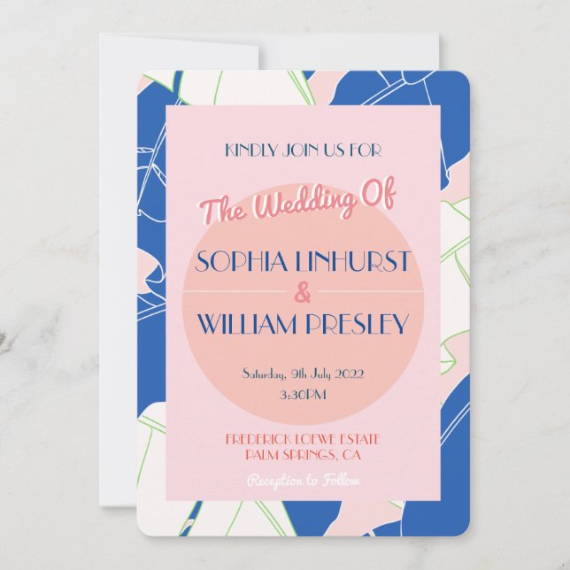 Modern bröllopsinbjudan i handflatan Vår (Framsida)