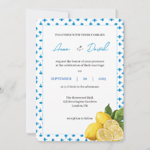 Modern bröllopsinbjudan i Lemon Minimal Citrus D Inbjudningar