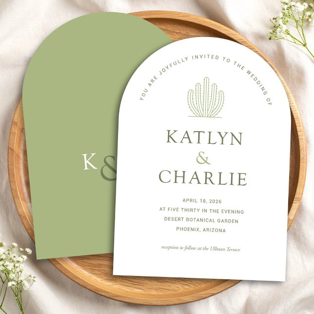 Modern bröllopsinbjudan i sydvästra Cactus Inbjudningar (Modern Southwestern Cactus Wedding Invitation by Fiesta Valley Print)