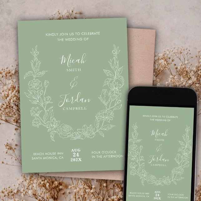 Modern bröllopsinbjudan med Blommigtens andedräkt Inbjudningar (Skapare uppladdad)