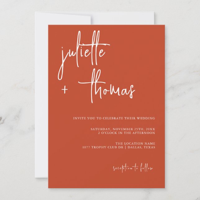 Modern bröllopsinbjudan med Elegant Calligraphy Inbjudningar (Framsida)