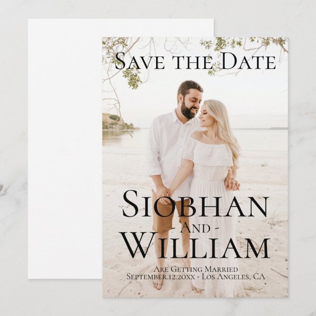 Modern Bröllopsinbjudan med Foto Inbjudningar (Fram/baksida)