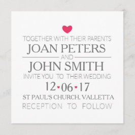 Modern bröllopsinbjudan med hjärtan inbjudningar