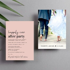 Modern bröllopsinbjudan med pastellrosa foto meddelande