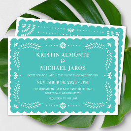 Modern bröllopsinbjudan Papel Picado Mexican Inbjudningar