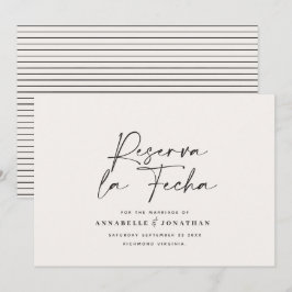 Modern bröllopsinbjudan Reserva la Fecha kräm svar Spara Datumet