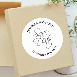 Modern Bröllopsinbjudan "Save The Date" Beställnin Runt Klistermärke