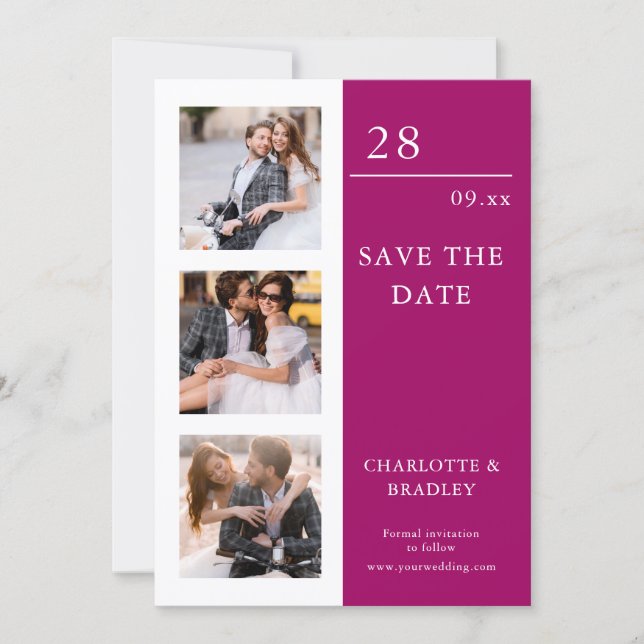 Modern Bröllopsinbjudan "Save the Date" Fotoinbjud Spara Datumet (Framsida)