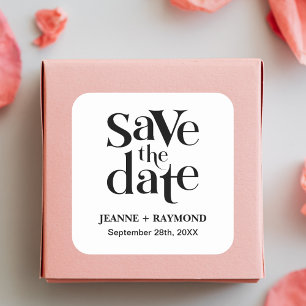 Modern Bröllopsinbjudan Save The Date Fyrkantigt Klistermärke