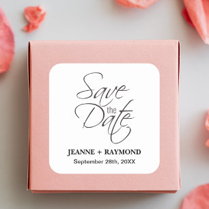 Modern Bröllopsinbjudan Save The Date Fyrkantigt Klistermärke