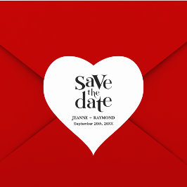 Modern Bröllopsinbjudan Save The Date Hjärtformat Klistermärke