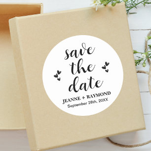 Modern Bröllopsinbjudan Save The Date Runt Klistermärke