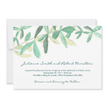Modern Bröllopsinbjudan till botaniskt grönt bröll