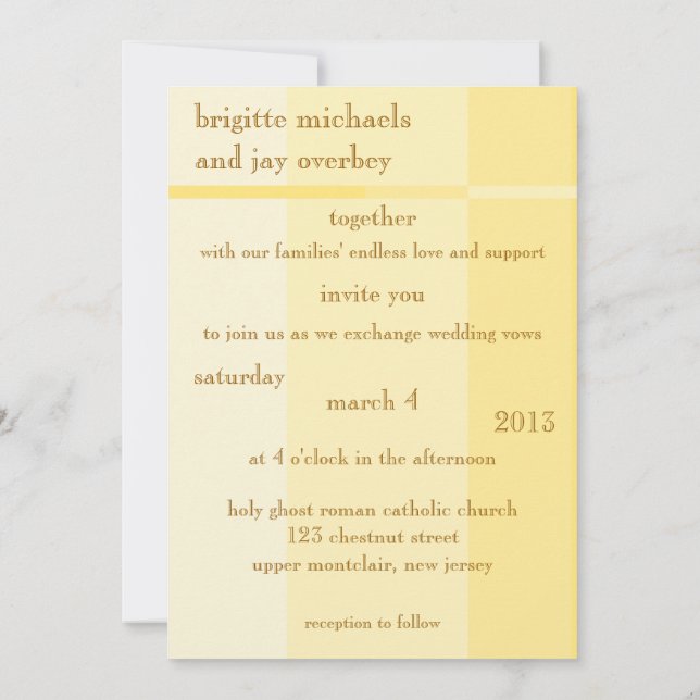 Modern bröllopsinbjudan till gult Progression Inbjudningar (Baksida)