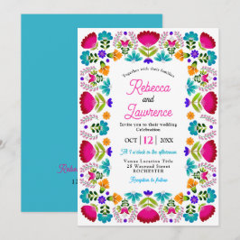 Modern bröllopsinbjudan till mexikanska blommigtar inbjudningar