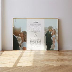 Modern Bröllopslöfte Minimalistisk Skript 2-Foto Poster