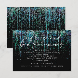 Modern Bröllopsmottagning Teal Aqua Glitter Inbjudningar
