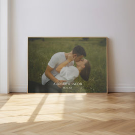 Modern Bröllopspar Foto med Anpassade Namn Poster