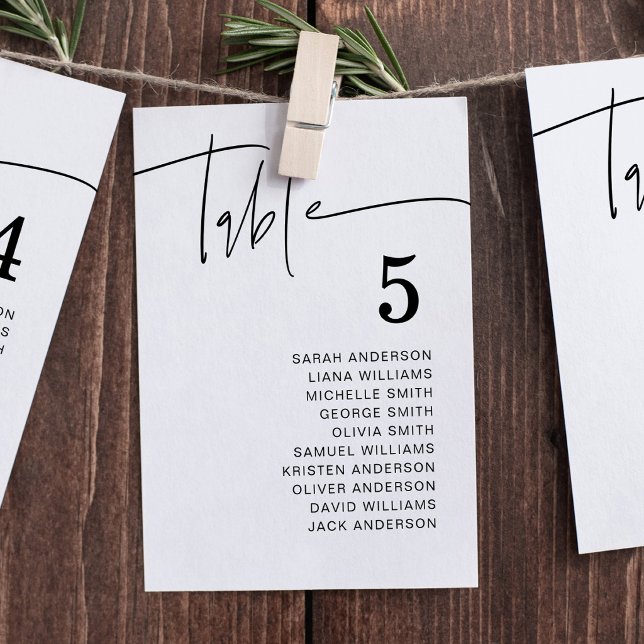 Modern Bröllopsplatskarta Enskild Kort (Modern Individual Hanging Seating Chart Cards)
