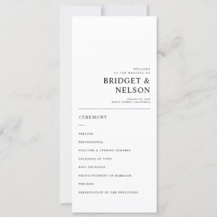 Modern Bröllopsprogram för enkel typografi av eleg