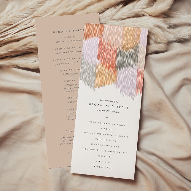 Modern Bröllopsprogram Fringe-kort Program (Chic Modern Fringe Wedding Program Card)