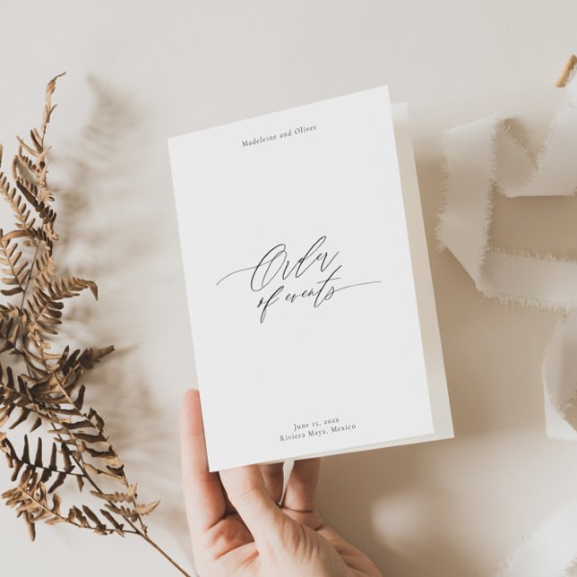 Modern bröllopsprogram-häfte med tidslinje kort (Skapare uppladdad)