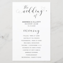 Modern Bröllopsprogram i svartvitt