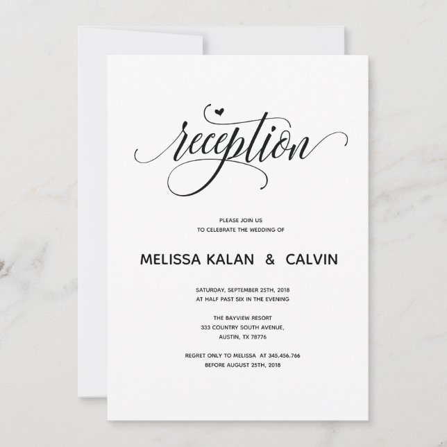 Modern bröllopsreception kort v1 (Framsida)