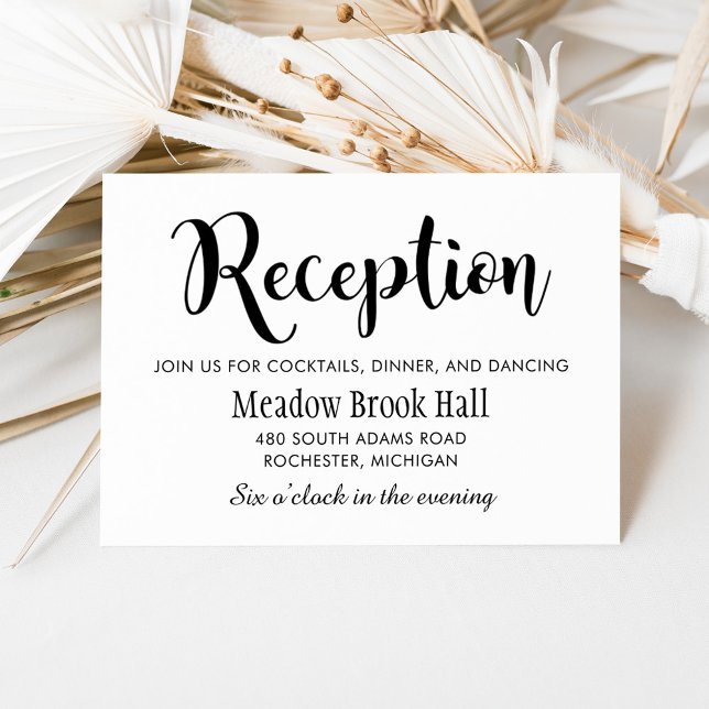 Modern Bröllopsreception med Brush Script Tilläggskort (Skapare uppladdad)