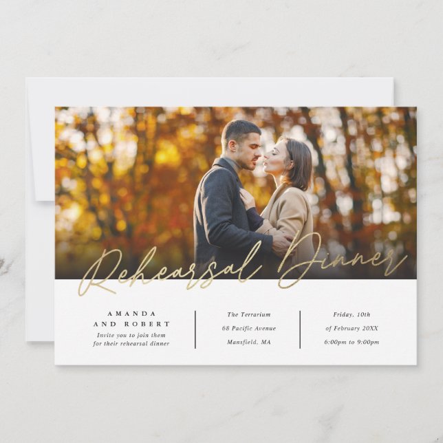 Modern Bröllopsrepetition Foto Inbjudningar (Framsida)