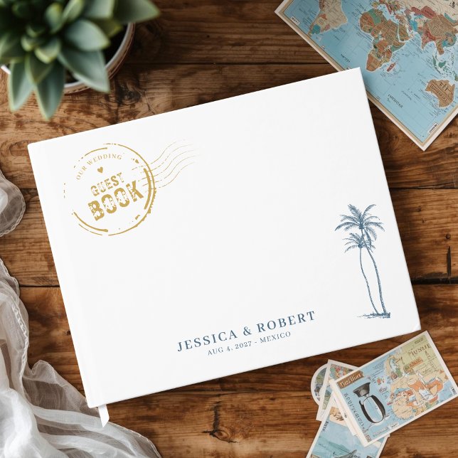 Modern Bröllopsresa Gästböcker (Destination theme wedding guest book)