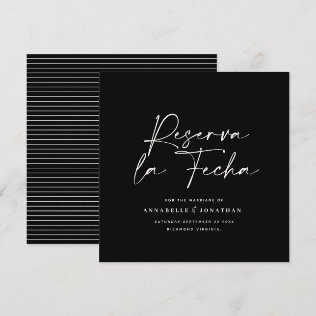 Modern bröllopsreservation datum kräm svart Spara  Datumet (Fram/baksida)