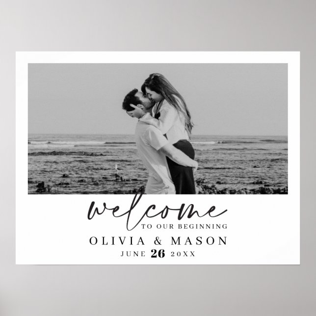 Modern Bröllopsskylt för Välkomst med Foto Poster (Framsidan)