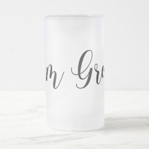 Modern Bröllopsteam Brudgum med Flatsby design Frostat Ölglas