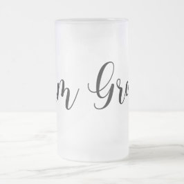 Modern Bröllopsteam Groom med Flatsbylledesign Frostat Ölglas
