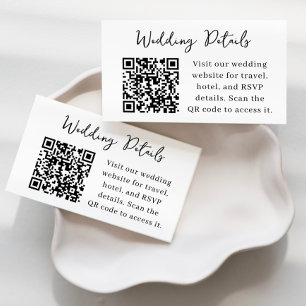 Modern Bröllpsdetaljer QR-kort Visitkort