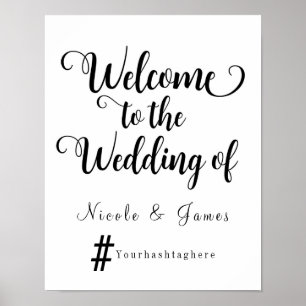 Modern Bröllskapning Hashtag Bröllopsskylt Poster